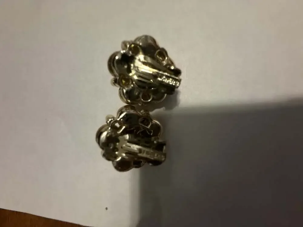 Lisner Vintage Brushed Gold Tone and Crystal Cluster Clip-On Earrings